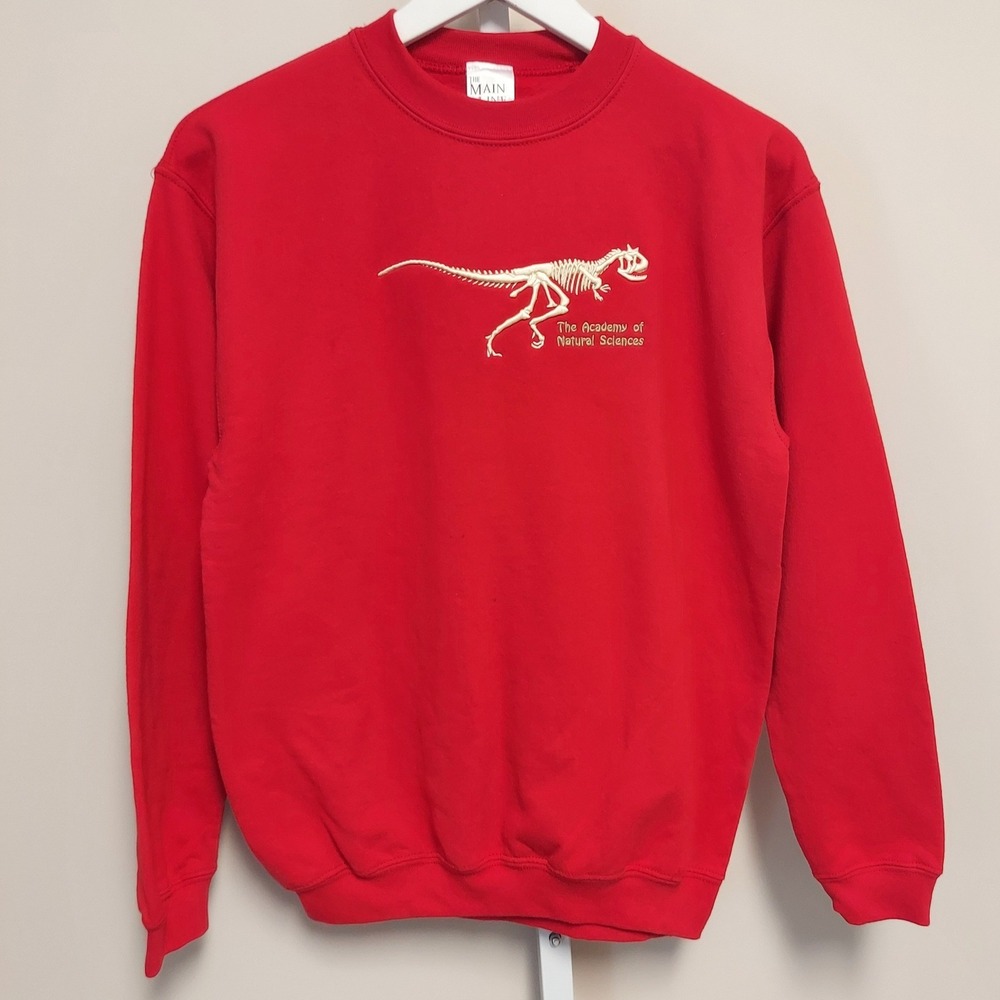 Vtg Dinosaur Sweatshirt Academy of Natural Sciences Skeleton Embroidered XL